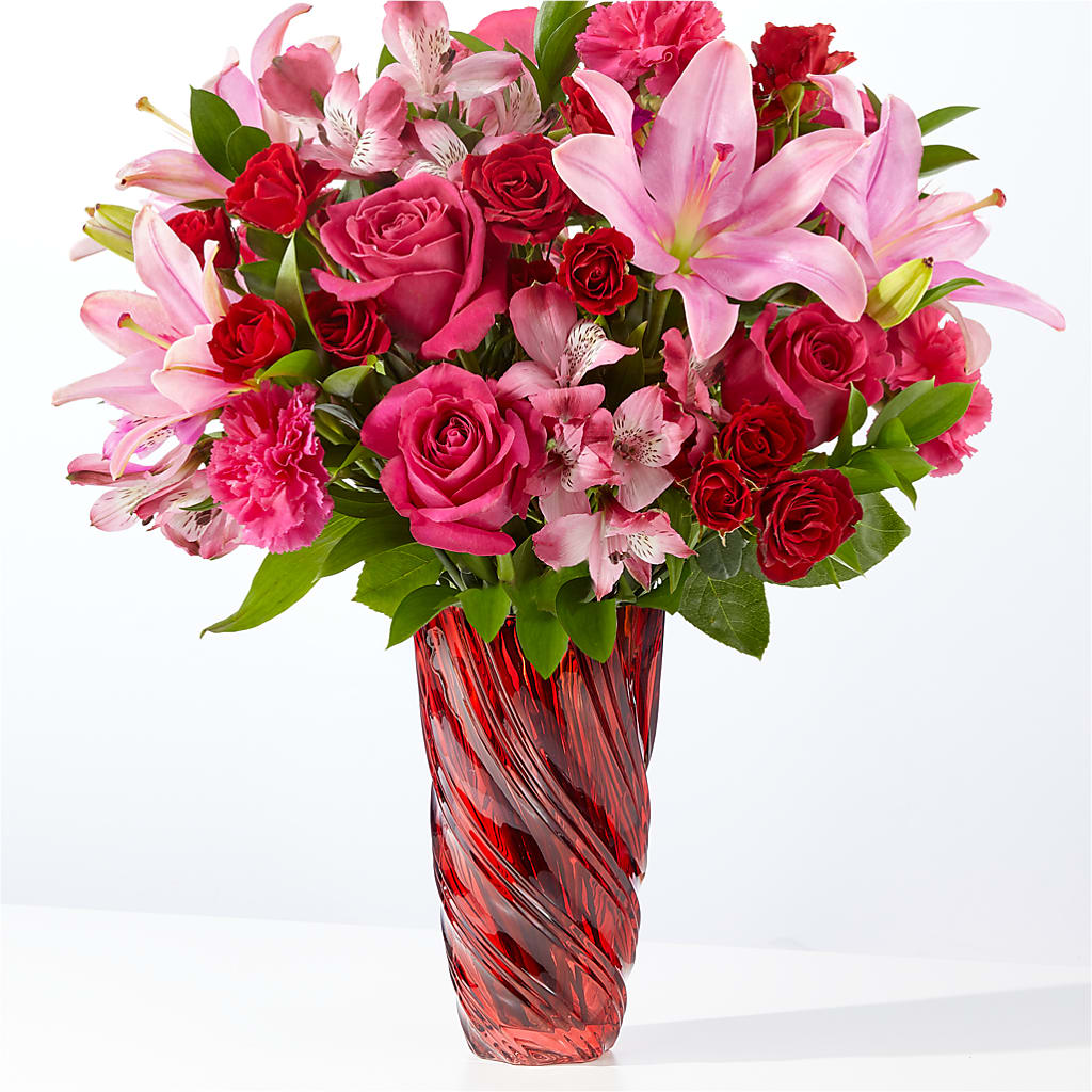 In Love Bouquet with Luxe Swirl Vase – More Than Flowers, Jackson MS