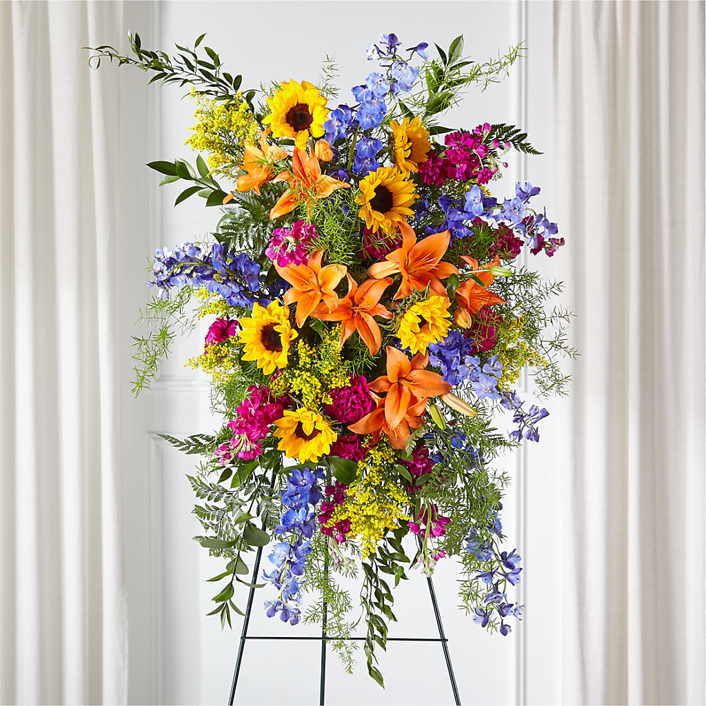 Sunlit Memories Standing Spray (Standard) – More Than Flowers, Jackson MS