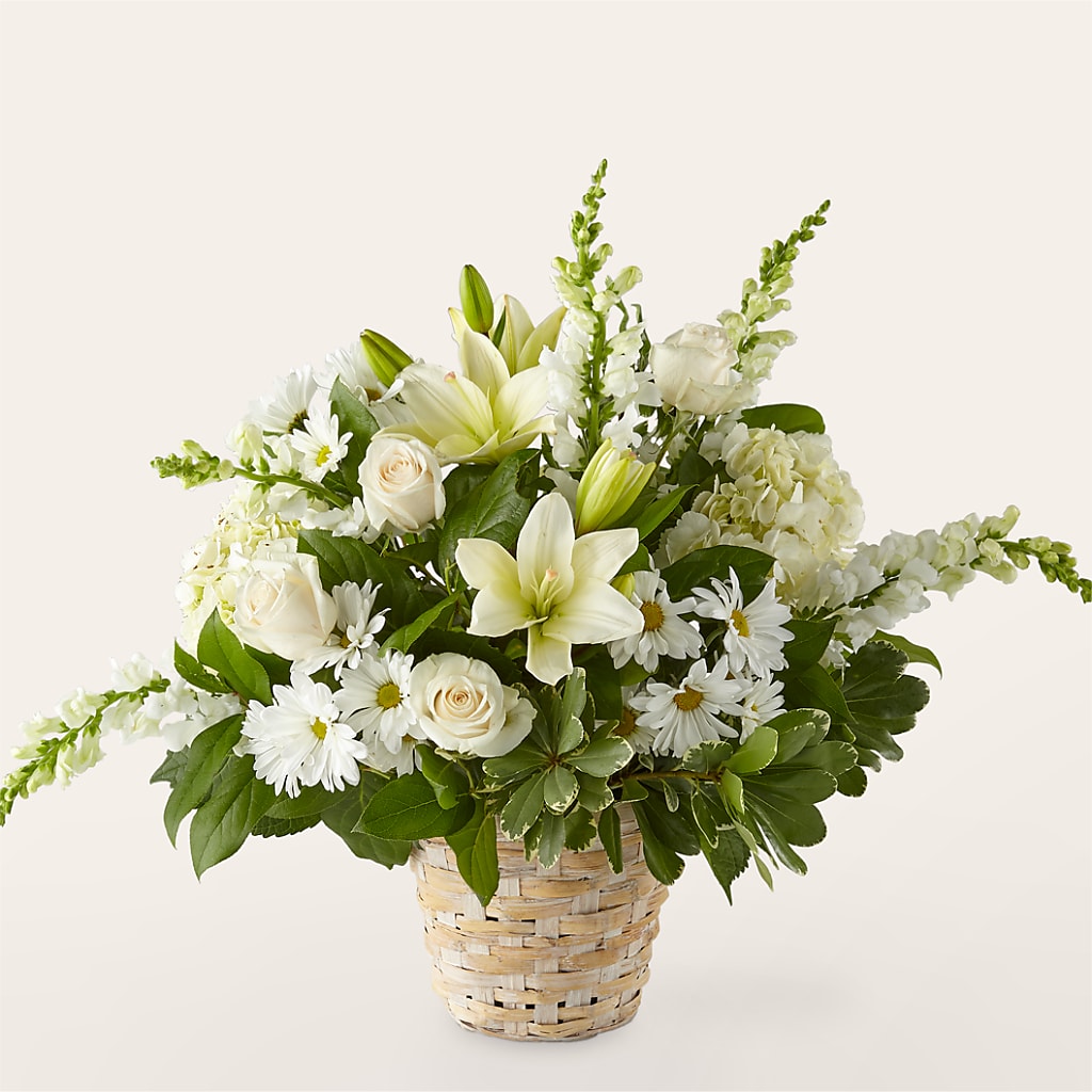 Ivory Elegance Floral Basket – More Than Flowers, Jackson MS