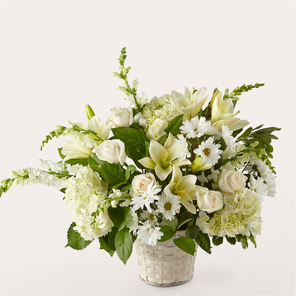 Ivory Elegance Floral Basket – More Than Flowers, Jackson MS