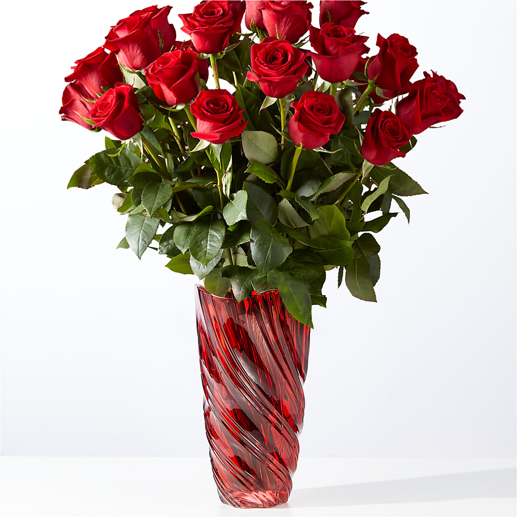 Classic Love Red Rose Bouquet with Luxe Swirl Vase – More Than Flowers, Jackson MS