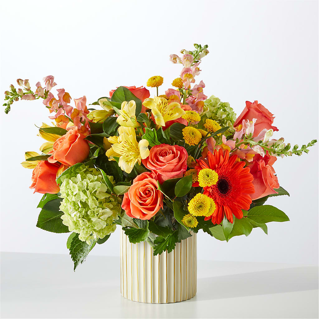 Autumn Sunshine Bouquet with Ivory Vase – More Than Flowers, Jackson MS