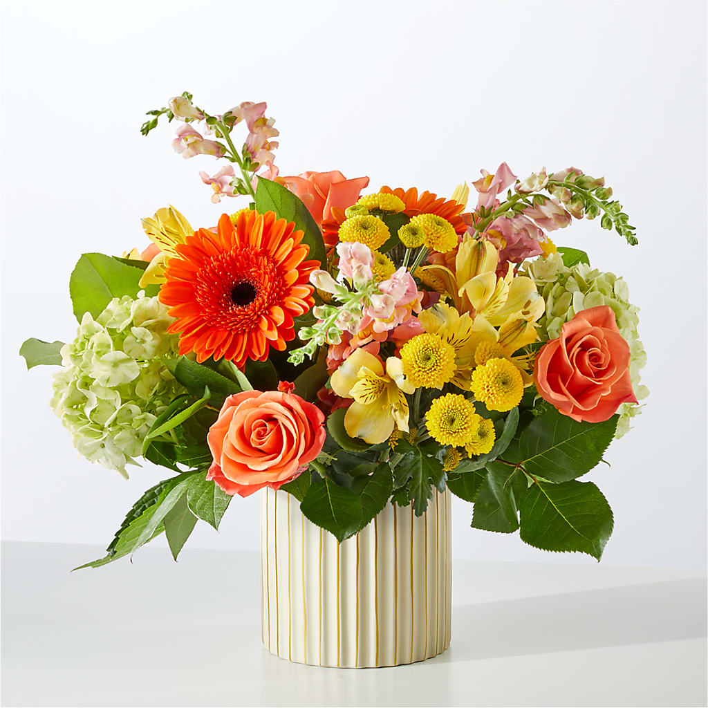 Autumn Sunshine Bouquet with Ivory Vase –  More Than Flowers, Jackson MS