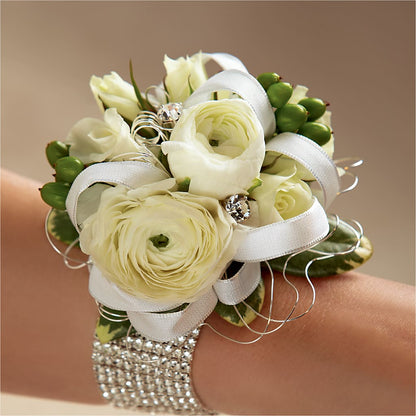 White Wedding Corsage –  More Than Flowers, Jackson MS